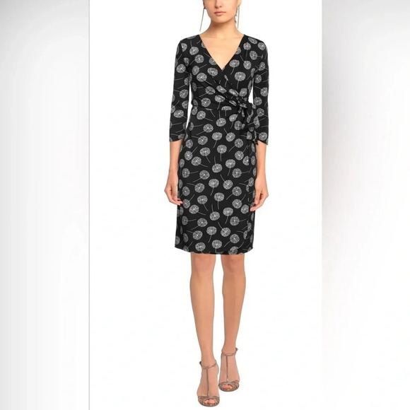 CHIARA BONI LA PETITE ROBE Abstract Dandelion Flowers Pattern wrap dress 42/6 - Picture 13 of 14